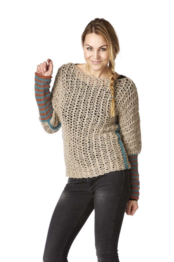 Bolvaerkmedaerme bluse haandstrik lottekjaerdesign 1a