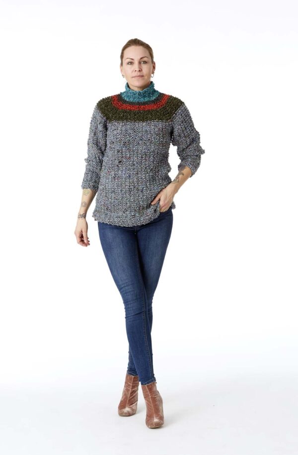 Vendetroeje sweater haandstrik lottekjaerdesign indogud 9a
